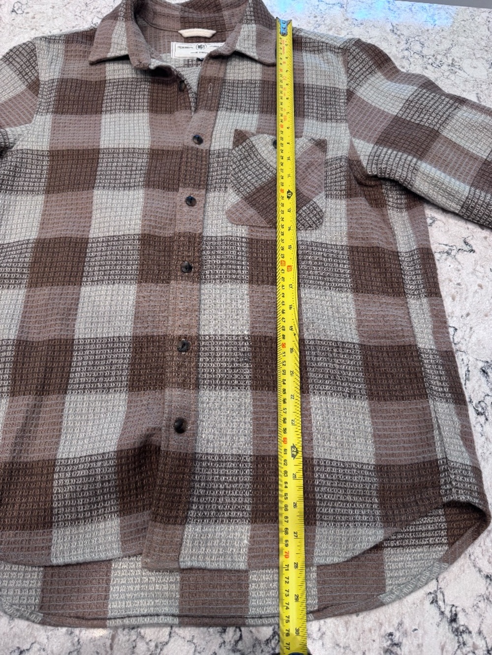Rogue Territory Oxford Shirt Tan Waffle Plaid (Size L)